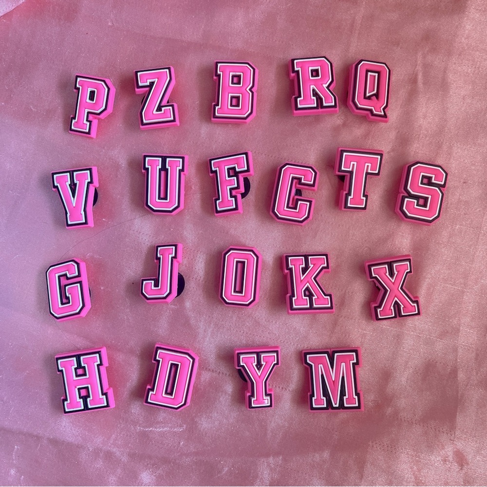 Pink Letters Crocs Shoe Charms